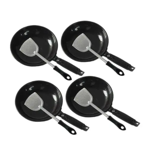 Produktbild: VICASKY 4 Sätze Puppenhaus-Pfanne spielzeugküche Toy Kitchen Dollhouse Accessories Miniaturpfanne Miniaturdekoration Kochgeschirr spielzeuge entzückende Minipfanne Miniaturtöpfe Plastik