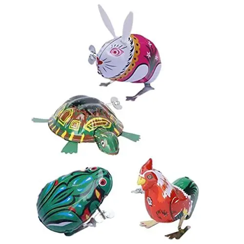 Produktbild: VICASKY 4stücke Aufziehspielzeug Springspielzeug Junge Mädchen Pädagogisches Spielzeug Vintage Spielzeug Frösche Küken Kaninchen Windmühle