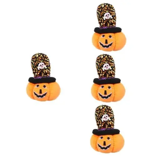 Produktbild: VICASKY 4 Stück Kürbispuppendekoration Plüschtier plüschige kürbisfigur ausgestopft Halloween Halloween assecoires Spielzeug Halloween-Party- Halloween- PP Baumwolle