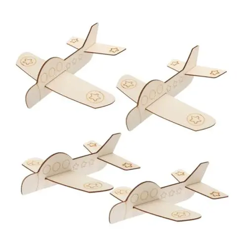 Produktbild: VICASKY Holzflugzeug-Ornament Unvollendetes Bastelset Holzflugzeug-Dekoration Flugzeug-Spielzeug Für Jungen Und Mädchen Pädagogisches Basteln