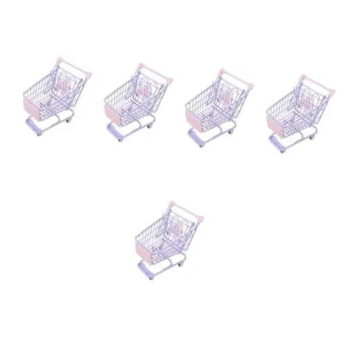 Produktbild: VICASKY 5St Mini-Einkaufswagen Schreibtisch-Miniatur-Einkaufswagen Kleinkind Schiebeauto kühlkorb einkaufskorb Spielzeug für Kinder Schreibtisch-Einkaufswagen-Spielzeug Eisen Lavender