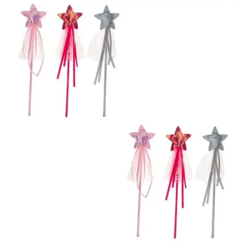 Produktbild: VICASKY 6 STK Zauberstab Fairy Wand Kinder spielset glitzernder elfenstab Rollenspielspielzeug für für Teenager-Mädchen Sternenfee Glitzer-Fee-Stick glänzender Sternenstab Plastik