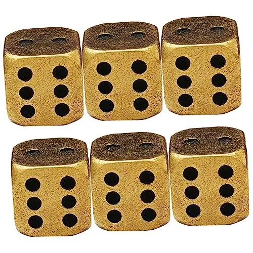 Produktbild: VICASKY 6 Stück Messing Würfel Ästhetische Würfel Tischspiel Würfel Retro Kupfer Würfel Halloween Würfel Würfelspielzeug Club Würfel Spielzeug Rollenspiel Würfel Messing