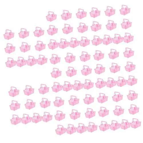 Produktbild: VICASKY 80 Stück Puppen Einkaufskorb Simulations Einkaufskörbe Kleine Einkaufskörbe Kleine Süßigkeitenkörbe Mini Körbe Tragbare Körbe Kinder Einkaufskörbe Kleine Spielhaus Körbe