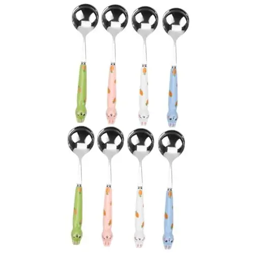 Produktbild: VICASKY 8 Stk Häschen-Dessertlöffel kaffelöffel kaffeelöffel teelöffel set coffee spoon exquisite Löffel Kuchenlöffel suppenlöffel besteck Probierlöffel entzückende Löffel Rostfreier Stahl