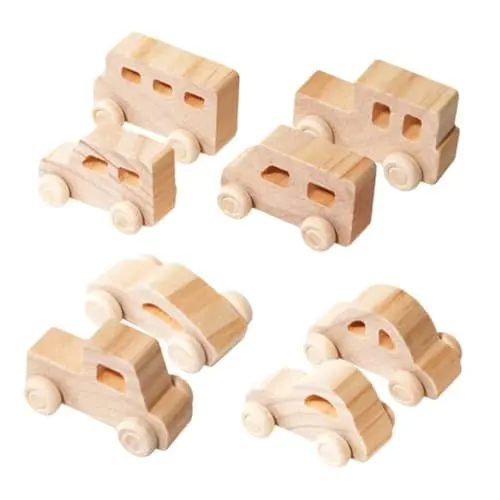 Produktbild: VICASKY 8st Auto Spielzeug Spielzeuge Autos Bauklötze Spielzeugauto Aus Holz Diy-auto Holzmalerei Handwerk Für Kinder Hölzernes Selbstbauauto Auto Lackieren Kinderauto Basteln Kiefernholz