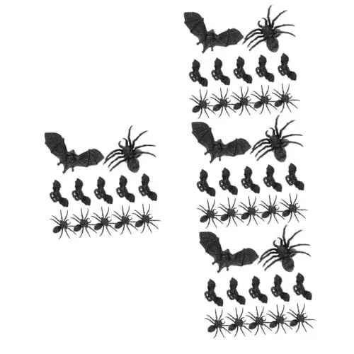 Produktbild: VICASKY 96 Stk Spinnenfledermaus-Ring Gruselige Halloween-Dekorationen -Topper Spinne falsche Spinnenringe Horrorringe gruseliger Spinnenring Spukhaus Spinnenring Black