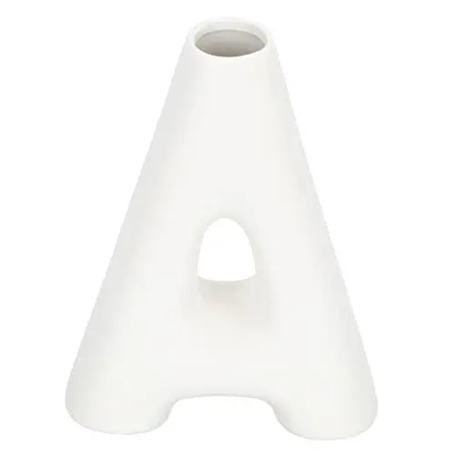 Produktbild: VICASKY Dekorative Keramikvase mit Mattem Finish Buchstabe A Stilvolle Blumenvase für Tischdeko Büro und Zuhause für Blumenarrangements und Hydroponik