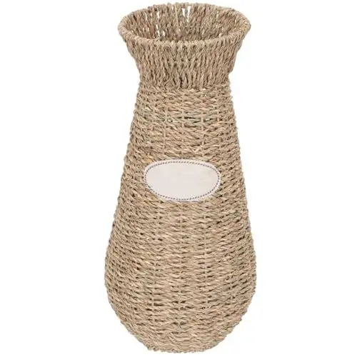Produktbild: VICASKY Gewebte Vase im Pastoralstil Bodenvasen für Blumenarrangements Dekorativer Blumenbehälter für Büro und Zuhause Handgefertigte Deko-vase aus Strapazierfähigem Material