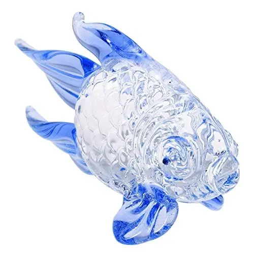 Produktbild: VICASKY Glasfisch Handgefertigte Glas Fisch Figur Glück Glück Fish Art Skulptur Kollektionierbare Tierdekoration Glas Papiergewehr für Home Office Glasfiguren