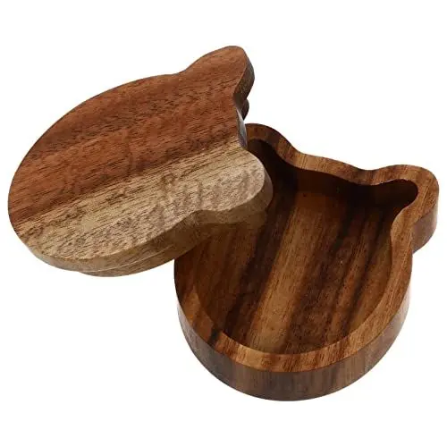 Produktbild: VICASKY Kasten Plektrumkoffer Gitarrenparts Gitarrenversorgung Antragsring E-Gitarren-Picks Guitar Pick Holder Gitarrenplektrum Halter Pick-Halter Halter für gitarrenpickel Akazie