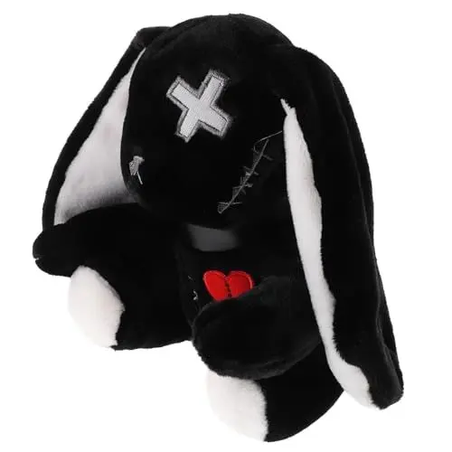 Produktbild: VICASKY Kuscheltier Plüsch Halloween-Gothic-Kaninchen Halloween-Hasenpuppe Tierkissen Halloween mitgebsel Halloween oblaten Halloween-Kaninchenpuppe Hasen-Kuscheltiere PP Baumwolle Black