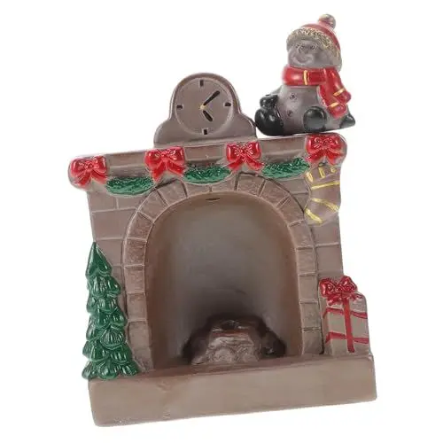 Produktbild: VICASKY Mikrolandschaft Weihnachtskamin Räuchergefäß Blockhaus Räuchergefäß Dorf Räucherkegelhalter Puppenhaus Weihnachtsdekoration Rückfluss Räuchergefäß Rustikales Dekor