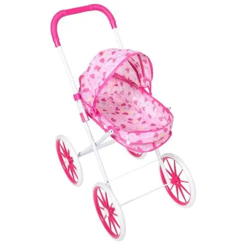 Produktbild: VICASKY Puppenwagen Spielzeug Kinderwagen gefälschter Kinderwagen Puppen-Zwillingskinderwagen Kinderwagen Kinderwagen Spielzeug-Kinderwagen für Kinder Babytrage für Puppen Eisenrahmen Rosa