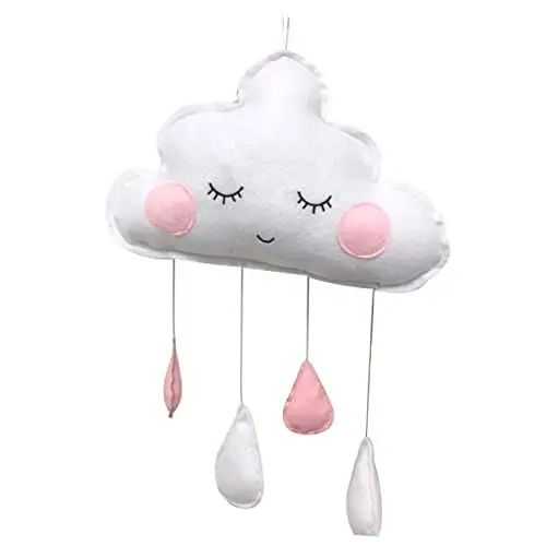 Produktbild: VICASKY Wolken Und Regen Tropfen Wanddeko Für Kinderzimmer Felt Raindrop Pendant Und Pink Ideal Für Zeltdekoration Und Fotografie Requisiten Hängend Als Wanddeko