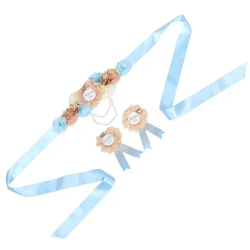 Produktbild: VICASKY Schwangerschafts-schärpe Corsage-set Bauchgürtel Für Werdende Mütter Andenken Blumennadel Zur Enthüllung Des Geschlechts