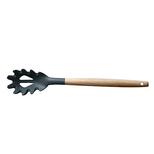 Produktbild: VICASKY Silikon Holzgriff Pasta Löffel Robuster Spaghetti Löffel für Zuhause Ergonomisch Langlebig Rutschfest zum Servieren von Nudeln und Pasta Elegantem