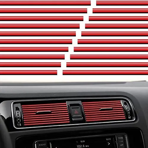 Produktbild: VICDUEKG 20 Stück Auto Luftauslass Dekoration Streifen Klimaanlage Lüftungsschlitz Dekoration, Auto Zubehör Innenraum, DIY Car Innenausstattung Streifen (Rot)