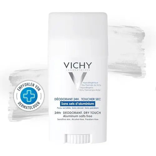 Produktbild: Vichy Hautberuhigender Deo-Stick, Deodorant für Frauen und Männer, 24h trockene frische Haut mit antibakterieller Wirkung, Ohne Aluminiumsalze, Bei empfindlicher oder frisch rasierter Haut, 40 ml