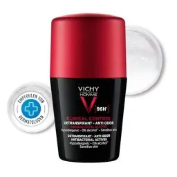 Produktbild: Vichy Homme Clinical Control 96h Männer, Deo-Roll-on für Männer, Schweiß- und geruchshemmend, Antibakteriell, Alkoholfrei, Für empfindliche Haut, 50 ml