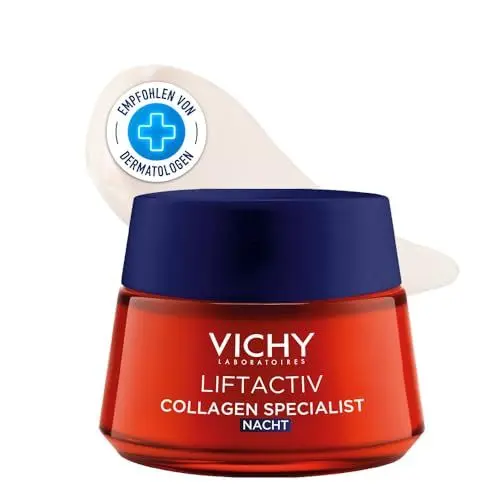 Produktbild: VICHY Korrigierende Anti-Aging Nachtpflege für die Haut ab Mitte 20, mit Bio-Peptiden und Vitamin C, Liftactiv Collagen Specialist, 50 ml