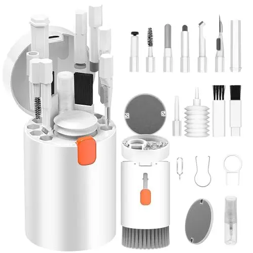 Produktbild: VICHYIE 20 in 1 Tastatur Reinigungsset mit Bürste, Kopfhörer Reinigungsset für AirPods 1/2/3/Pro, PC Reinigungsset Zubehör für Laptop, Handys, Tastatur, Ohrhörer, Kamera (Weiß)