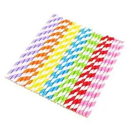 Produktbild: Vicloon 175pcs Papier trinken Einweg-Strohhalme, bunte Streifen Einweg-Dekoration Papier Trinkende Strohhalme für Geburtstag, Hochzeit, Weihnachten, Feier Parteien, 7 Farben