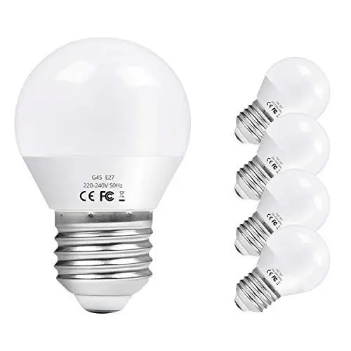 Produktbild: Vicloon 5er-Pack E27 LED Lampe G45, E27 LED Birne 6W ersetzt 40W Glühlampen, 580 Lumen, 6500K Kaltweiß, AC 220V-240V, Nicht Dimmbar E27 Energiesparlampe, 270° Strahlwinkel LED Globe Leuchtmittel