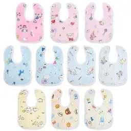 Produktbild: Vicloon Baby Lätzchen,10 Stück Weiche Absorbierende und wasserdicht Halstücher Sabberlätzchen Spucktücher Baby mit Druckknopf für Baby Jungen und Mädchen Kleinkinder