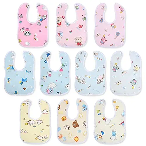 Produktbild: Vicloon Baby Lätzchen,10 Stück Weiche Absorbierende und wasserdicht Halstücher Sabberlätzchen Spucktücher Baby mit Druckknopf für Baby Jungen und Mädchen Kleinkinder
