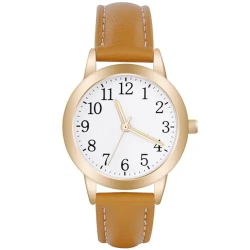 Produktbild: Vicloon Damenuhr, Damen Analog Quarz Uhr mit Leder Armband, Uhren Damen Einfache Business Klassische Armbanduhr Lässig Quarzuhr Kleideruhr(braun)