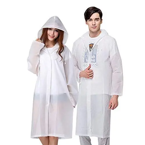 Produktbild: Vicloon Regenponcho, Regenponcho Einweg, 2 Stück Unisex Wiederverwendbar Transparent Regenmantel PEVA Tragbarer Wasserdicht Regencape Atmungsaktiv Regenjacke für Reisen, Wandern, Radfahren & Camping