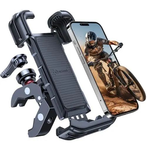 Produktbild: VICSEED Handyhalterung Fahrrad (Erster Diebstahlschutz) Fahrradlenker - 360°drehbar & 0,1s Go -Fahrrad Handyhalterung für iPhone 16 15 14 13 Pro Max Samsung S24 23 Ultra usw