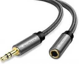 Produktbild: VICTECK Klinke Verlängerung, 2m Nylon 3.5mm Stereo Klinken Audio Verlängerungskabel für AUX Eingänge Buchse Vergoldete Kontakte Kompatibel mit iPhone oder Smartphones,Kopfhörer,Media-Player (Schwarz)