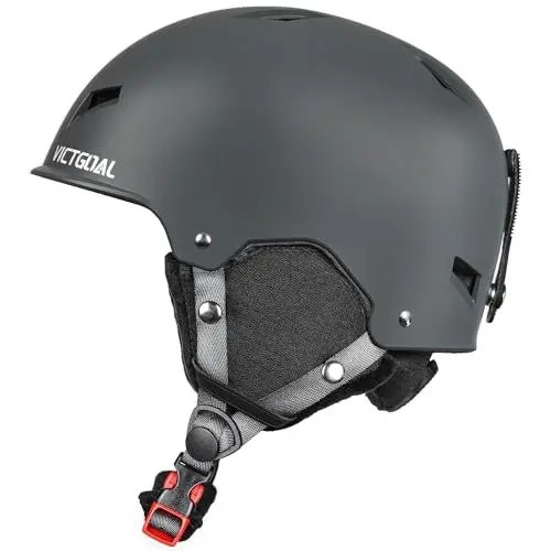 Produktbild: Victgoal Skihelm Herren Damen mit Warme Flusen-Ohrpolster, Gute Belüftung Sicherheits Snowboardhelm für Erwachsene zum Skifahren Wintersportarten Einstellbare M/L Skihelme (Grau, L: 59-61cm)