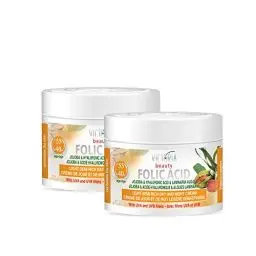 Produktbild: Victoria Beauty Hyaluron Creme gegen Falten und Augenringe, Anti Aging Gesichtscreme mit Jojobaöl, Folsäure und Hyaluronsäure für Frauen und Männer, Hyaluronic Acid Moisturizer, 2 x 50ml
