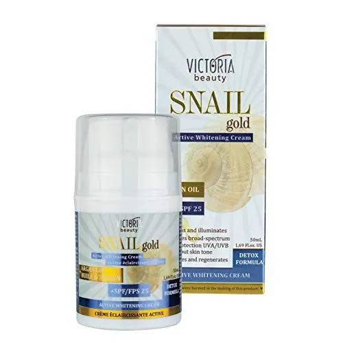 Produktbild: Victoria Beauty - Aufhellende Creme, Sonnencreme Gesicht, SPF 25 Face mit Arganöl und Schneckenschleim, Whitening Cream, Snail Gold Detox Formula (1 x 50 ml)