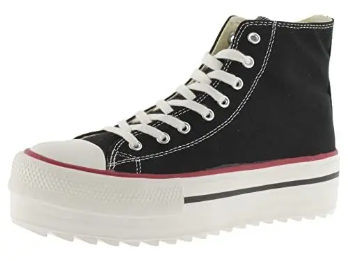 Produktbild: victoria High-Top Tribu Canvas & Retro-Logo & Doppelt gezahnte Sohle 1061121 für Damen Negro 38