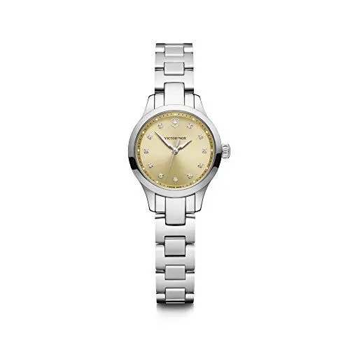 Produktbild: Victorinox Damen Armbanduhr Alliance XS Ø 28 mm, Swiss Made, Analog Quarz, Wasserdicht bis 100 m, Saphirglas, Edelstahl-Armband, Silber/Gold