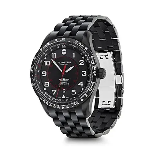 Produktbild: Victorinox Herren-Uhr AirBoss Mechanical, Herren-Armbanduhr, mechanisch, Wasserdicht bis 100 m, Gehäuse-Ø 42 mm, Armband 22 mm, 158 g, Schwarz