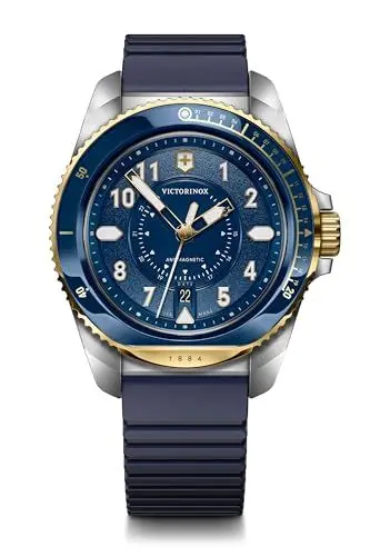 Produktbild: Victorinox Herren Armbanduhr Journey 1884 Ø 43 mm, Swiss Made, Analog Quarz, Wasserdicht bis 200 m, Kautschuk-Armband, Blau