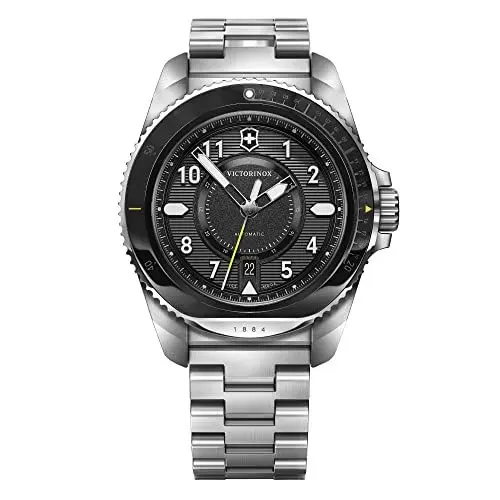 Produktbild: Victorinox Herren Armbanduhr Journey 1884 Ø 43 mm, Swiss Made, Automatik, Wasserdicht bis 200 m, Saphirglas, Edelstahl-Armband, Schwarz/Silber
