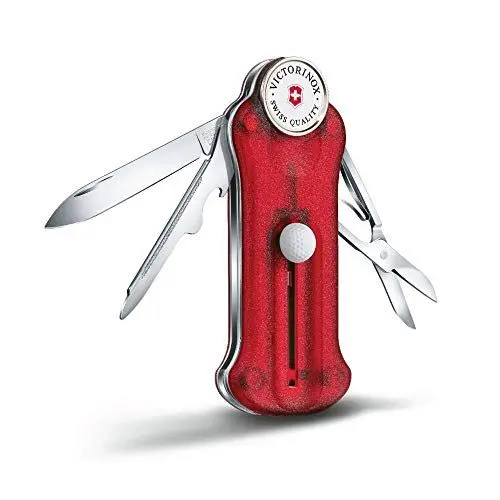 Produktbild: Victorinox Schweizer Taschenmesser, Golf Tool, Multitool, Outdoor, 10 Funktionen, Klinge, Reparatur-Werkzeug, Ballmarkierer, Rot Transparent