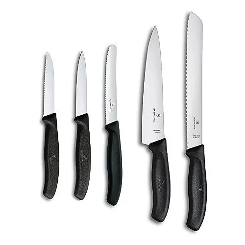 Produktbild: Victorinox Swiss Classic Küchenmesser Set, Küchengarnitur, 5-teilig, Extra Scharf, Swissmade, schwarz