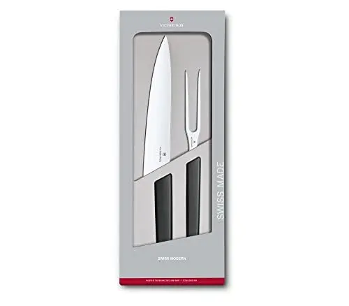 Produktbild: Victorinox, Swiss Modern, Tranchier-Set, 2-teilig, Tranchiermesser, Fleischgabel, Kunststoffgriff, Rostfreier Stahl, schwarz