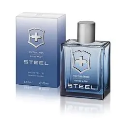 Produktbild: Victorinox Swiss Army Steel Eau de Toilette für Männer, Parfüm mit Zedernholz und Lavendel, Aquatisch und holziger Duft, 100 ml