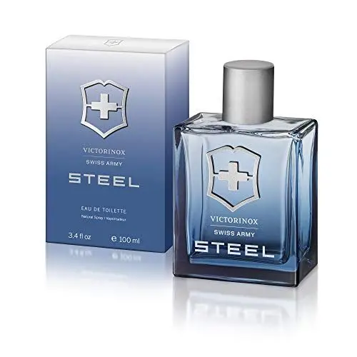 Produktbild: Victorinox Swiss Army Steel Eau de Toilette für Männer, Parfüm mit Zedernholz und Lavendel, Aquatisch und holziger Duft, 100 ml