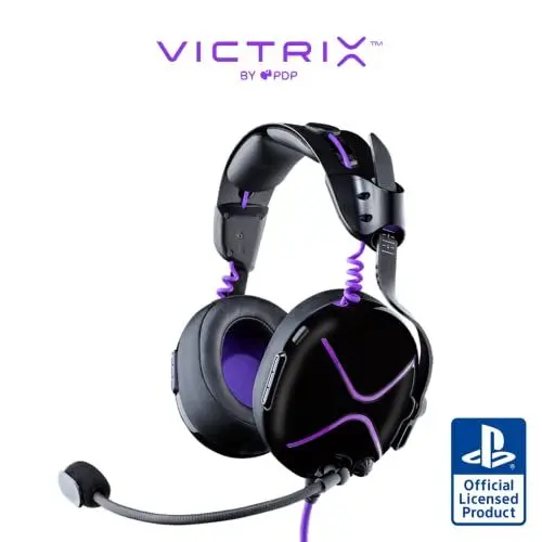 Produktbild: Victrix Pro AF verkabelt Professional Esports Gaming Kopfhörer mit Cooling: PlayStation PS4, PS5, PC - Schwarz / lila