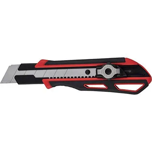 Produktbild: ViCUT Rotes hochbeanspruchbares, doppelschließendes und einziehbares Viwanda 25mm Cuttermesser/Universalmesser mit besonders dicken Stahlklingen und extra Klingenhalter. Cutter/Messer