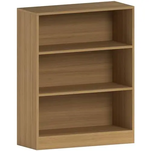 Produktbild: Vida Designs Cambridge Bücherregal mit 3 Ebenen, niedrig, Eiche, Holz-Regaleinheit für Büro, Wohnzimmermöbel, 75 x 60 x 24 cm
